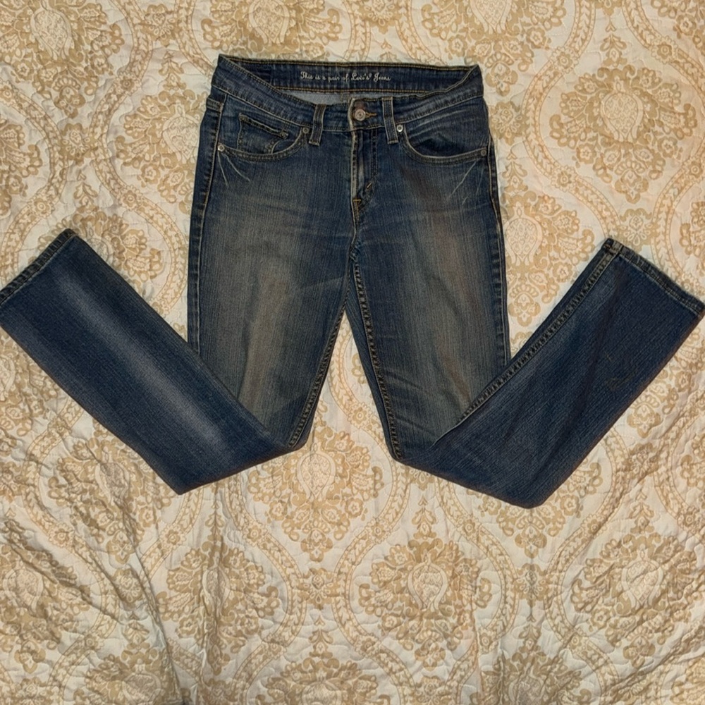 Levi's stretch denim blue jeans mid rise skinny classic 5 pocket style 12M EUC…